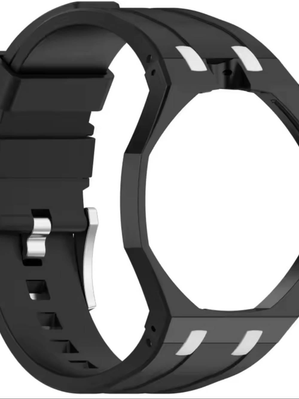 Silicone Strap+Pc jet black case for AP royal pop swatch Pocket watch accessorie